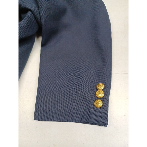 Vtg Jos A Bank Clothiers Blazer Mens Navyblue Sport Coat Sz 46 Gold Buttons - Picture 5 of 7